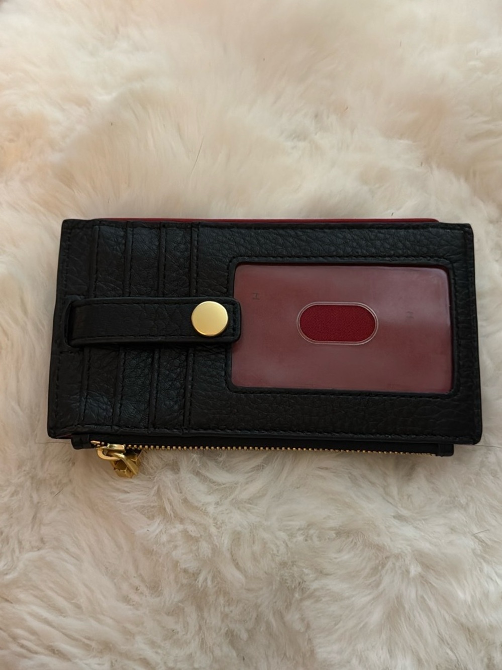 Hammitt Black Leather Zip Pouch with Red Lining - Picture 2 of 3